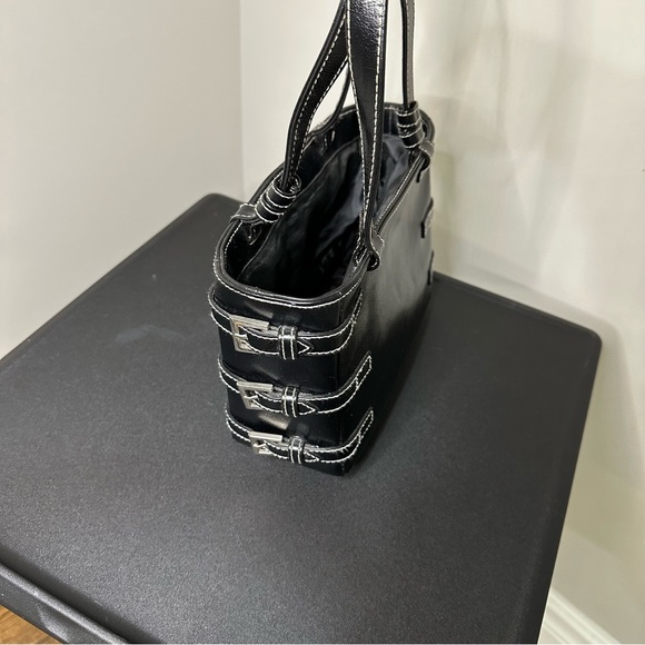 Y2K Black Shoulder Bag with buckle straps on each side - Picture 3 of 10